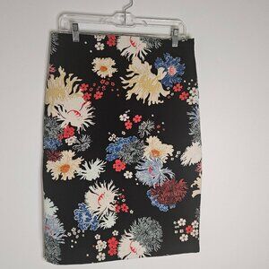 Philosophy Black Floral Pencil Skirt sz8